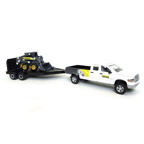 Ertl 1/64th Dodge Pickup With Trailer And New Holland L170 Skid 